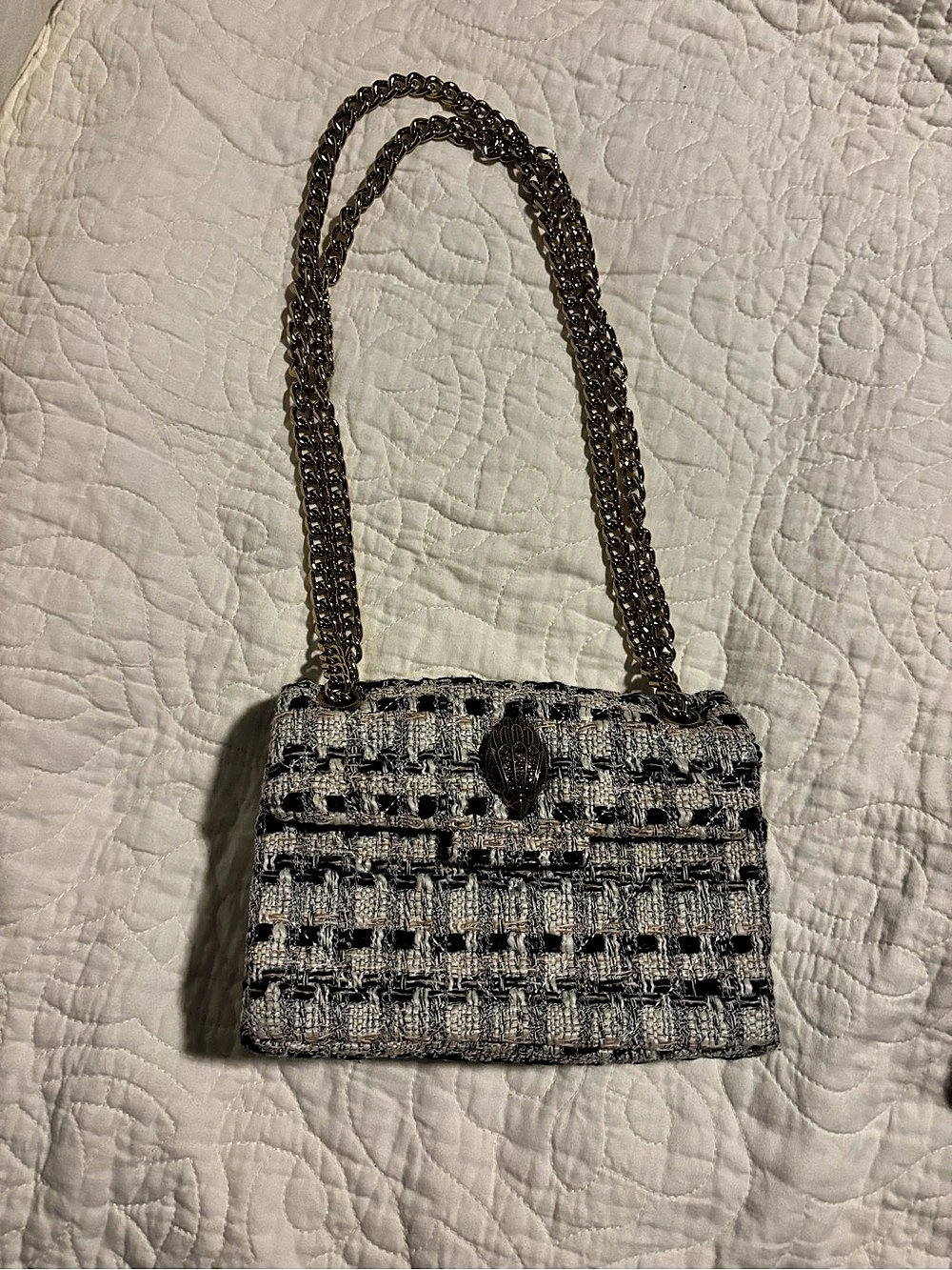 Kurt Geiger The Kensington Tweed Shoulder Bag in Gray & Black
